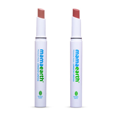 Mamaearth Moisture Matte Longstay Nude Lipstick Combo - 01 Carnation Nude & 04 Cinnamon Nude (2 g + 2 g)